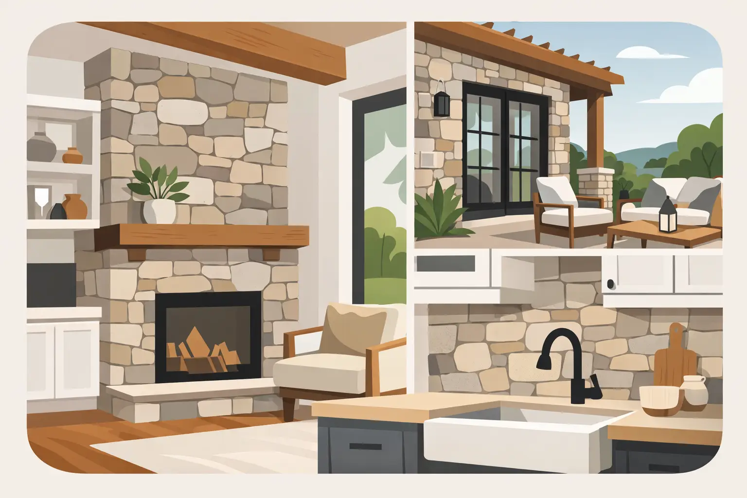 Read more about the article Modern Farmhouse Stone Accents That Feel Built In